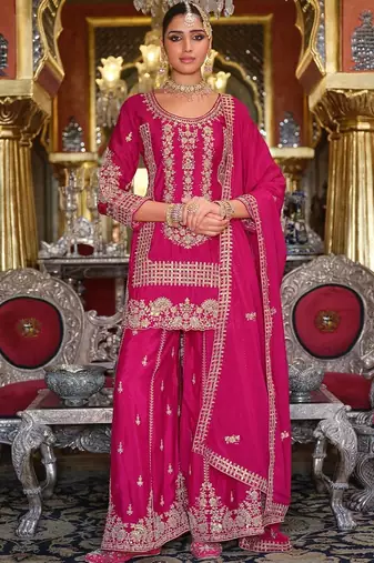 Women Ethnic Motifs Embroidered Thread Work Kurta with Sharara & Dupatta