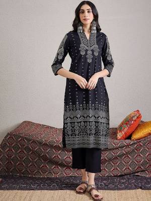 Women Bandhani Printed Cotton Kurta with Trousers & Dupatta 6