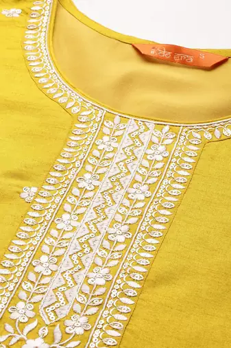 Floral Embroidered Sequinned Kurta With Trousers & Dupatta