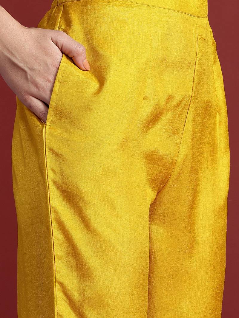 Floral Embroidered Sequinned Kurta With Trousers & Dupatta