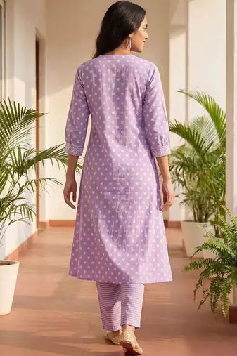 Women Printed Regular Pure Cotton Kurta with Trousers