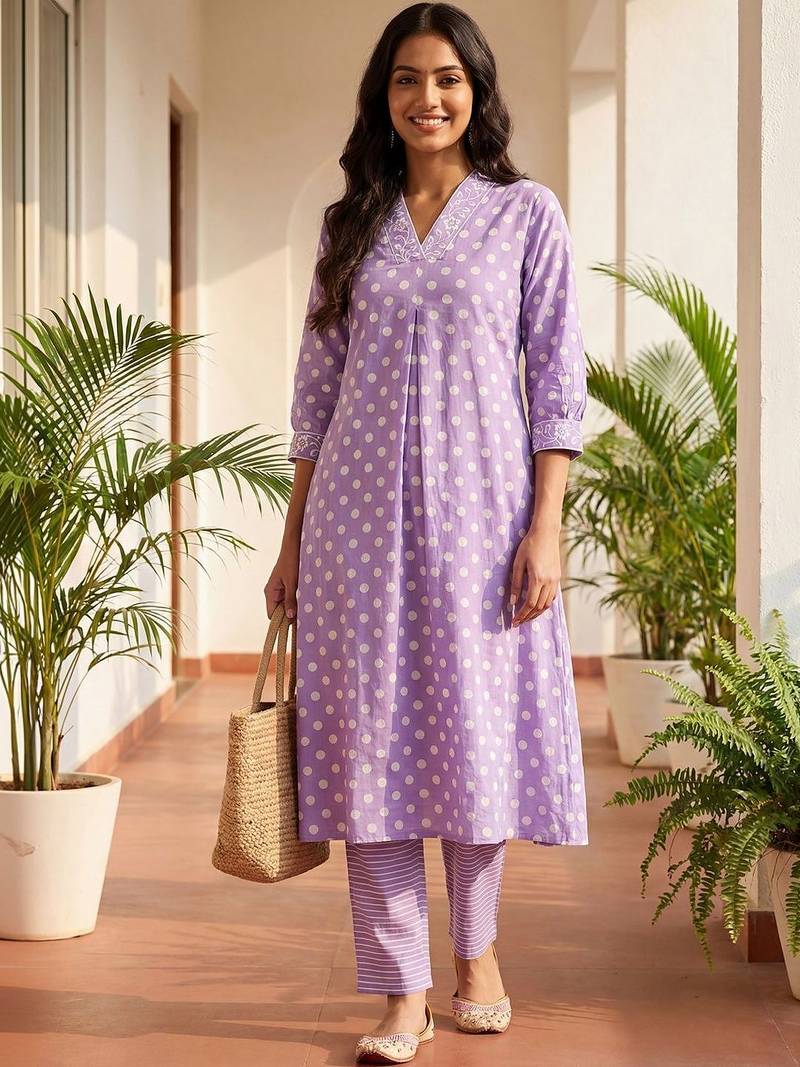 Women Printed Regular Pure Cotton Kurta with Trousers