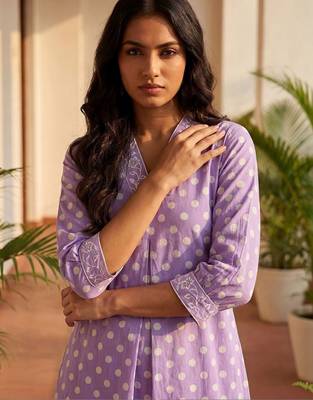 Women Printed Regular Pure Cotton Kurta with Trousers 7