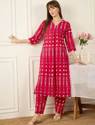 Women Ethnic Motifs Printed Regular Pure Cotton Kurta with Trousers 1