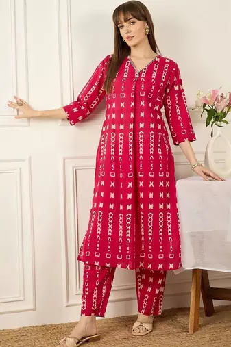 Women Ethnic Motifs Printed Regular Pure Cotton Kurta with Trousers