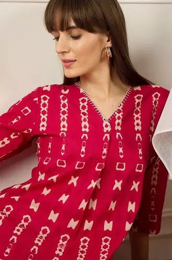 Women Ethnic Motifs Printed Regular Pure Cotton Kurta with Trousers