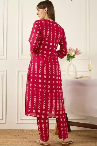 Women Ethnic Motifs Printed Regular Pure Cotton Kurta with Trousers