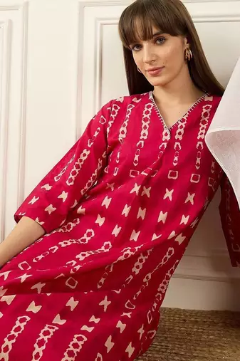Women Ethnic Motifs Printed Regular Pure Cotton Kurta with Trousers