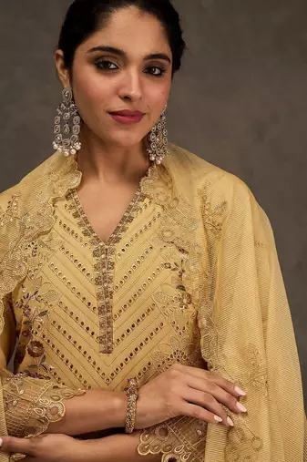 Women Ethnic Motifs Embroidered Cotton Kurta with Trousers & Dupatta