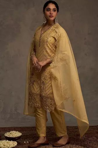 Women Ethnic Motifs Embroidered Cotton Kurta with Trousers & Dupatta