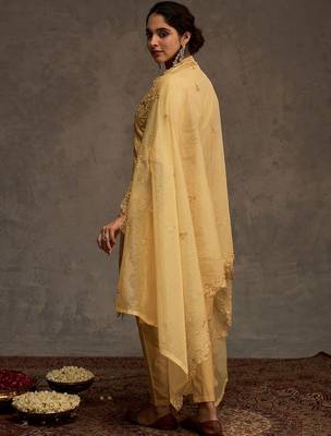Women Ethnic Motifs Embroidered Cotton Kurta with Trousers & Dupatta 3