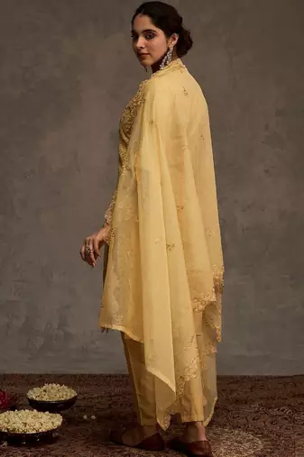 Women Ethnic Motifs Embroidered Cotton Kurta with Trousers & Dupatta
