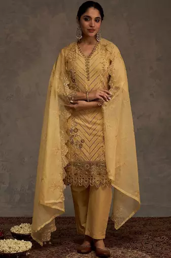 Women Ethnic Motifs Embroidered Cotton Kurta with Trousers & Dupatta