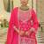 Ethnic Motifs Embroidered V-Neck Straight Kurta With Sharara & Dupatta