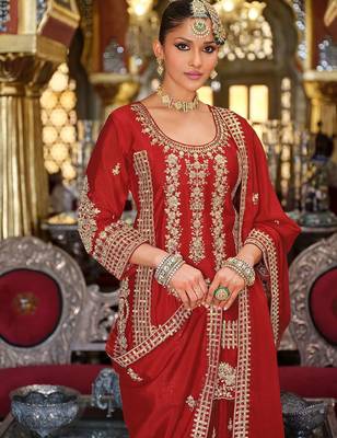 Ethnic Motifs Embroidered Kurta with Palazzos & Dupatta 1