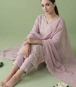 Women Floral Embroidered Regular Sequinned Pure Cotton Kurta with Trousers & With Dupatta