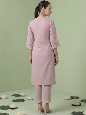 Women Floral Embroidered Regular Sequinned Pure Cotton Kurta with Trousers & With Dupatta 6