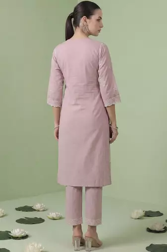 Women Floral Embroidered Regular Sequinned Pure Cotton Kurta with Trousers & With Dupatta