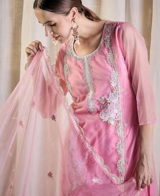 Women Ethnic Motifs Embroidered Kurta with Trousers & With Dupatta 2