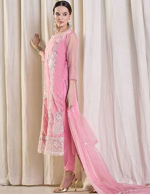 Women Ethnic Motifs Embroidered Kurta with Trousers & With Dupatta 3