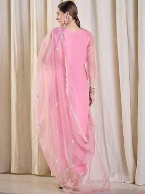 Women Ethnic Motifs Embroidered Kurta with Trousers & With Dupatta 4