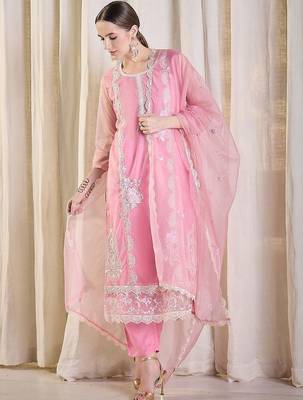 Women Ethnic Motifs Embroidered Kurta with Trousers & With Dupatta 5