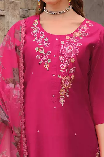 Women Floral Embroidered Kurta with Trousers & Dupatta