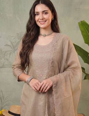 Women Ethnic Motifs Embroidered Regular Thread Work Kurta with Trousers & With Dupatta 2