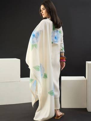 Women Floral Printed Regular Sequinned Linen Kurta with Trousers & With Dupatta 5