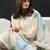 Women Floral Printed Regular Sequinned Linen Kurta with Trousers & With Dupatta