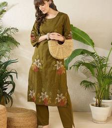 Women Ethnic Motifs Printed Regular Sequinned Pure Cotton Kurta with Trousers