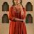 Floral Yoke Design V Neck Zari Chanderi Silk A-Line Kurta & Trousers