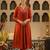 Floral Yoke Design V Neck Zari Chanderi Silk A-Line Kurta & Trousers