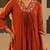 Floral Yoke Design V Neck Zari Chanderi Silk A-Line Kurta & Trousers