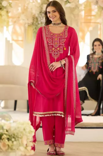 Women Ethnic Motifs Embroidered Regular Beads and Stones Kurta with Salwar & With Dupatta