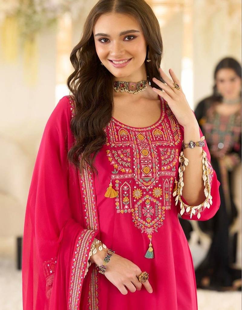 Women Ethnic Motifs Embroidered Regular Beads and Stones Kurta with Salwar & With Dupatta
