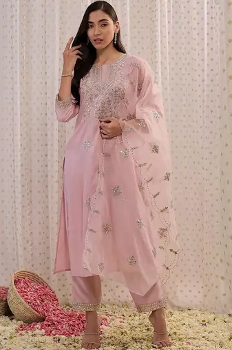 Women Ethnic Motifs Embroidered Regular Mirror Work Kurta with Trousers & With Dupatta