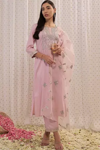 Women Ethnic Motifs Embroidered Regular Mirror Work Kurta with Trousers & With Dupatta