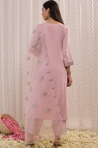 Women Ethnic Motifs Embroidered Regular Mirror Work Kurta with Trousers & With Dupatta