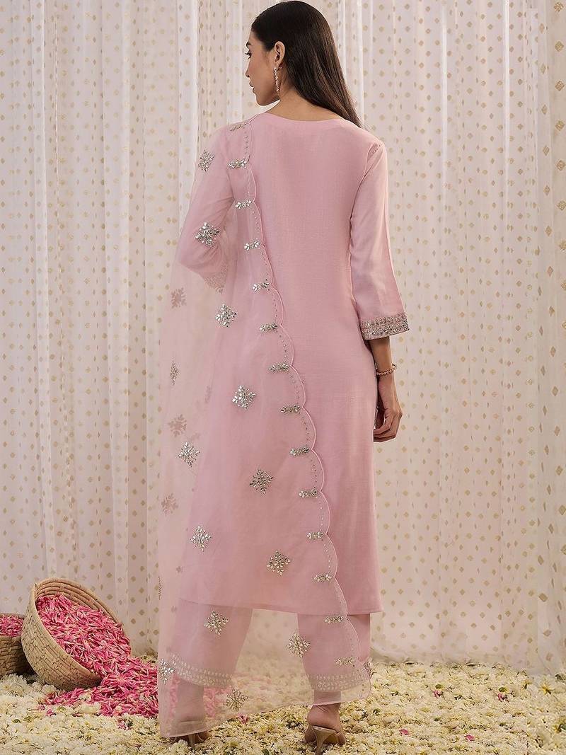 Women Ethnic Motifs Embroidered Regular Mirror Work Kurta with Trousers & With Dupatta
