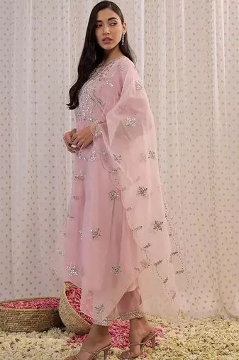 Women Ethnic Motifs Embroidered Regular Mirror Work Kurta with Trousers & With Dupatta