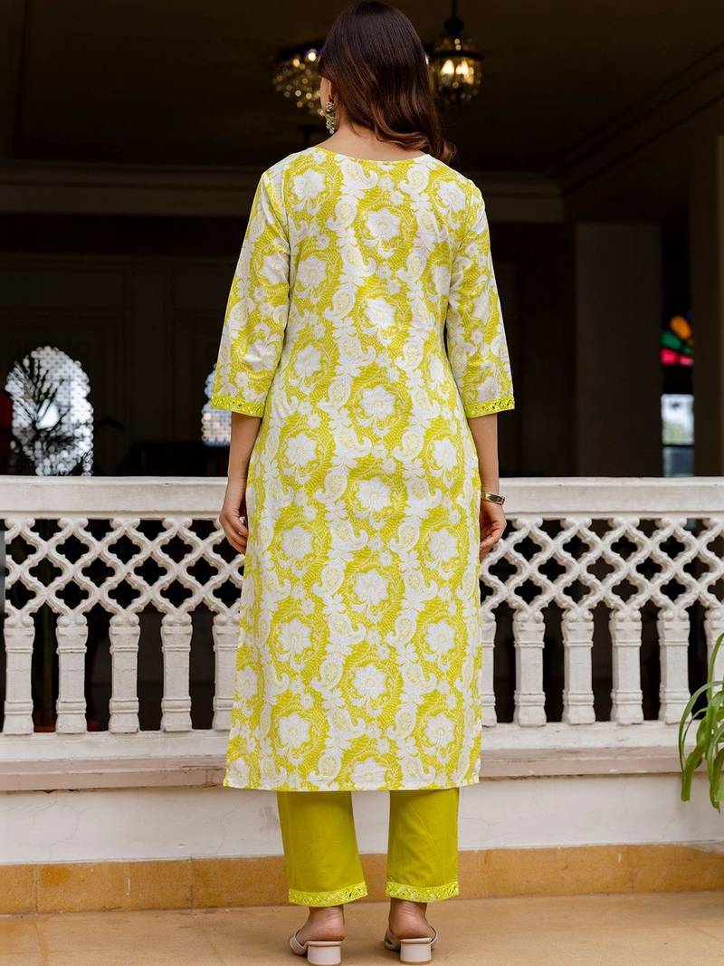 Women Floral Printed Regular Pure Cotton Kurta with Trousers & With Dupatta