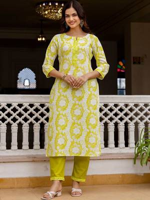 Women Floral Printed Regular Pure Cotton Kurta with Trousers & With Dupatta 5