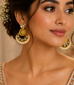 Meenakari Kundan Pearl Chandbali