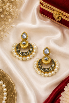 Teardrop kundan meenakari chandbali 1