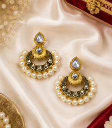 Teardrop kundan meenakari chandbali
