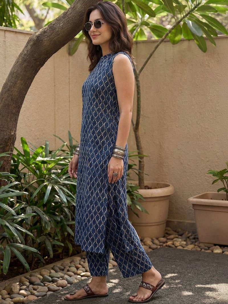 Women Printed Regular Pure Cotton Kurta with Palazzos