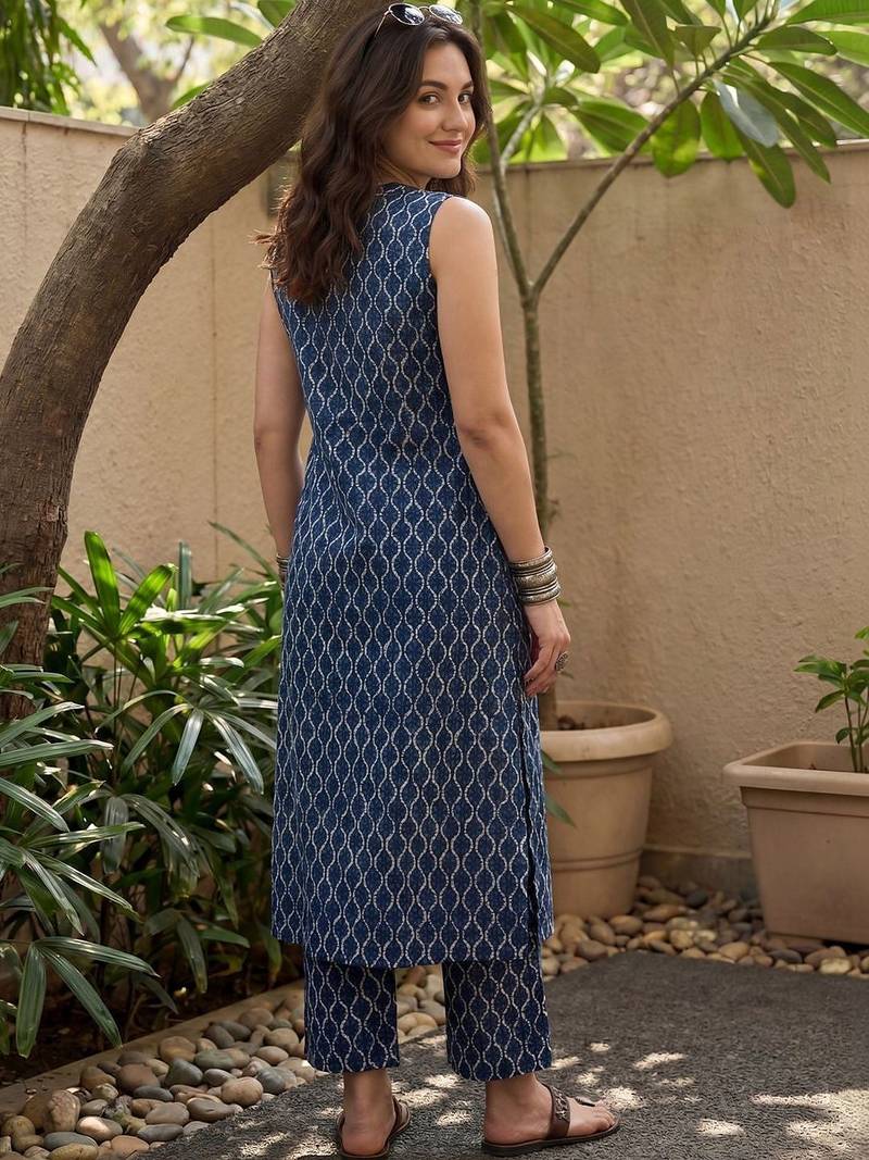 Women Printed Regular Pure Cotton Kurta with Palazzos
