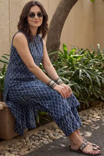 Women Printed Regular Pure Cotton Kurta with Palazzos