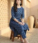 Women Ethnic Motifs Printed Regular Pure Cotton Kurta with Trousers